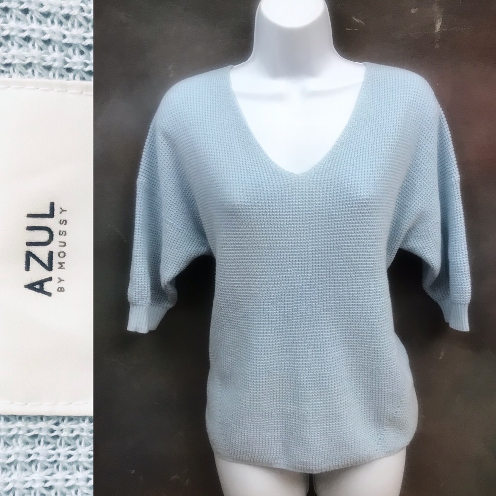 AZUL by Moussy V-neck Sweater Short-sleeve Boxy
